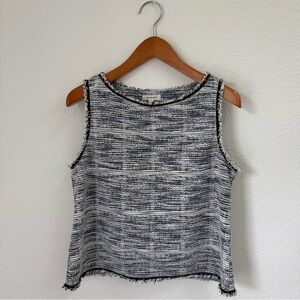 Max Studio Blue and White Tweed Sleeveless Top Women’s Size Large
